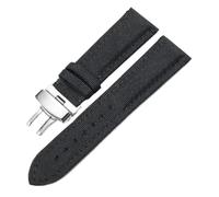 Pgqjfks Correa de lona de nailon de 18mm/19mm/20mm/21mm/22mm/23mm/24mm/26mm para hombre, hebilla de mariposa plateada, Negro, 20mm