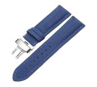 Pgqjfks Correa de lona de nailon de 18mm/19mm/20mm/21mm/22mm/23mm/24mm/26mm para hombre, hebilla de mariposa plateada, azul real, 21mm