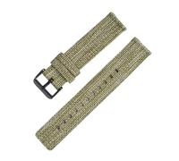 Pgqjfks Correa de nailon de lona de 16mm/18mm/20mm/22mm/24mm, trenza vaquera para mujer, hebilla negra, Verde, 16mm