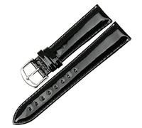 Pgqjfks Correa de reloj 12/14/16/18/20mm Pulsera de reloj Correa de reloj de charol negro Accesorios de reloj, Negro, 12mm