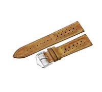 Pgqjfks Correa de reloj de cuero 20/22/24mm Transpirable Costura hecha a mano Accesorios de pulsera de reloj, Amarillo, 24mm