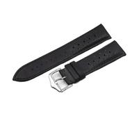 Pgqjfks Correa de reloj de cuero 20/22/24mm Transpirable Costura hecha a mano Accesorios de pulsera de reloj, Negro, 24mm