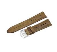 Pgqjfks Correa de reloj de cuero 20/22/24mm Transpirable Costura hecha a mano Accesorios de pulsera de reloj, amarillo verde, 22mm