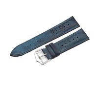 Pgqjfks Correa de reloj de cuero 20/22/24mm Transpirable Costura hecha a mano Accesorios de pulsera de reloj, Azul, 18mm