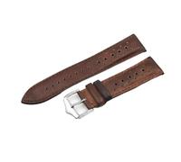 Pgqjfks Correa de reloj de cuero 20/22/24mm Transpirable Costura hecha a mano Accesorios de pulsera de reloj, Marrón, 24mm