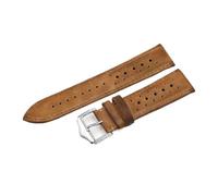 Pgqjfks Correa de reloj de cuero 20/22/24mm Transpirable Costura hecha a mano Accesorios de pulsera de reloj, amarillo anaranjado, 24mm
