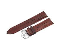 Pgqjfks Correa de reloj de cuero 20/22/24mm Transpirable Costura hecha a mano Accesorios de pulsera de reloj, Rojo, 20mm