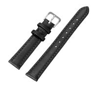 Pgqjfks Correa de reloj de cuero 8/10/12/14/16/18/20/22/24mm Correas suaves Pulseras universales Muñequeras, Negro-plata, 12mm