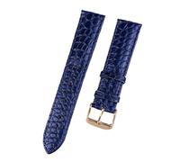 Pgqjfks Correa de reloj de cuero hecha a mano 16/18/19/20/22mm Hombres Mujeres Pulsera de liberación rápida, Oro azul real, 16mm