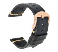 Pgqjfks Correa de reloj de cuero hecha a mano Banda de reloj de cuero curtido vegetal vintage, Oro rosa negro ceniza, 20mm