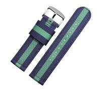 Pgqjfks Correa de reloj de lona de nailon de 18/20/22/24mm para hombres y mujeres, hebilla de acero, azul y verde, 22mm