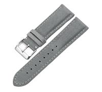 Pgqjfks Correa de reloj de lona de nailon de 18mm/19mm/20mm/21mm/22mm/23mm/24mm/26mm para hombres, hebilla plateada, Gris, 19mm