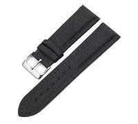 Pgqjfks Correa de reloj de lona de nailon de 18mm/19mm/20mm/21mm/22mm/23mm/24mm/26mm para hombres, hebilla plateada, Negro, 20mm