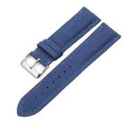Pgqjfks Correa de reloj de lona de nailon de 18mm/19mm/20mm/21mm/22mm/23mm/24mm/26mm para hombres, hebilla plateada, azul real, 19mm
