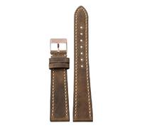Pgqjfks Correa de reloj de piel de becerro hecha a mano, pulsera de relojes vintage para hombre de 18/20/21/22mm, Color C-oro rosa, 20mm