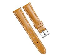 Pgqjfks Correa de reloj de piel de vaca 20/22/24mm Pulsera de cuero de aceite de liberación rápida Costuras hechas a mano, Amarillo Marrón, 24mm