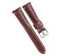 Pgqjfks Correa de reloj de piel de vaca 20/22/24mm Pulsera de cuero de aceite de liberación rápida Costuras hechas a mano, rojo oscuro, 22mm