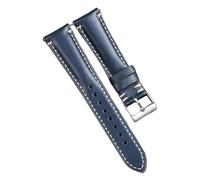 Pgqjfks Correa de reloj de piel de vaca 20/22/24mm Pulsera de cuero de aceite de liberación rápida Costuras hechas a mano, Azul, 20mm