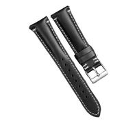 Pgqjfks Correa de reloj de piel de vaca 20/22/24mm Pulsera de cuero de aceite de liberación rápida Costuras hechas a mano, Negro, 20mm