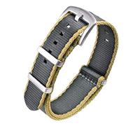 Pgqjfks Correa de repuesto para reloj de lona a rayas de nailon de 20mm/22mm para unisex, Gris Amarillo, 20mm