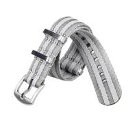 Pgqjfks Correa de repuesto para reloj de lona a rayas de nailon de 20mm/22mm para unisex, Gris Plata, 20mm
