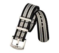 Pgqjfks Correa de repuesto para reloj de lona a rayas de nailon de 20mm/22mm para unisex, Negro Caqui Gris, 20mm