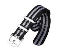 Pgqjfks Correa de repuesto para reloj de lona a rayas de nailon de 20mm/22mm para unisex, Negro Gris, 22mm