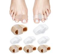 PGRODE - Separadores de juanetes de gel, corrector de juanetes, espaciadores suaves para dedos grandes para pies, mujeres y hombres, correctos de dedos, alisador de dedos en martillo con 2 bucles (4