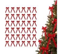 PGSLPH 24 Pieces Red Velvet Christmas Bows,24 Pack Tree Bow and Velvet Bows for Vintage Ribbon Ornaments, Red Christmas Decorations (Red,36pcs)
