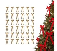 PGSLPH 24 Pieces Red Velvet Christmas Bows,24 Pack Tree Bow and Velvet Bows for Vintage Ribbon Ornaments, Red Christmas Decorations (Yellow,36pcs)