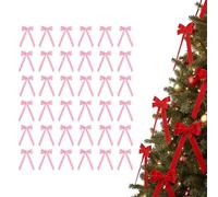 PGSLPH 24 Pieces Red Velvet Christmas Bows,24 Pack Tree Bow and Velvet Bows for Vintage Ribbon Ornaments, Red Christmas Decorations (Pink,36pcs)