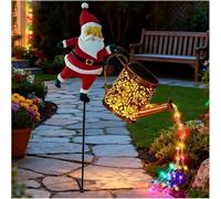 PGSLPH Christmas Santa Solar Kettle Lights,Garden Lawn Decorative Lights,Waterproof Solar Watering Can with LED Light, Outdoor Garden Decoration for Patio Path Walkway Yard Decoration (Colorful)