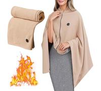 PGSLPH Portable Heated Blanket Shawl Wrap for Women, Electric Heated Shawl Wraps,3 Heat Levels 8 Heating Soft Zipper Electric Rapid Warm Wearable,for Car Outdoor Camping Office Bed Sofa Dorm (Beige)