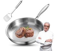 PGSLPH Titanium Hammered Pan Pro, Sartén de Titanio Plateful, Sartén Martillada de Titanio Puro con Tapa, Utensilios de Cocina Antiadherentes Multifuncionales sin Revestimiento (Con tapa,30cm)