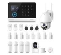 PGST Alarmas para Casa,Kit Alarma casa WIFI/4G gsm,Detector de Movimiento,contactores de Puerta, Sirena, cámara rotativa Interior y Exterior, Control Remoto,Compatible con Alexa, Google Home