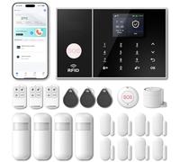 PGST Alarmas para casa,WiFi/gsm 4G Sistema de Seguridad,Kit de Alarma con Sensor Puertas, PIR, Control Remotos, Sirena,Compatible con Alexa y Google Assistant