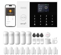 PGST Kit Alarma Casa con Aviso al Movil, Sistema de Alarma para Casa WiFi y 4G gsm sin cuotas con Pantalla 2.4” y Batería de 1000 mAh,Aplicación Tuya Smart Life, Alexa y Google