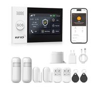 PGST Kit Alarma Casa con Aviso al Movil, Sistema de Alarma para Casa WiFi y gsm sin cuotas con Pantalla Táctil 4.3” y Batería de 1000 mAh, Aplicación Tuya Smart Life, Alexa y Google