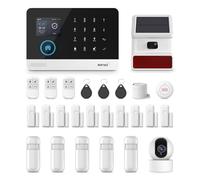PGST Sistema de Alarma 4G gsm/WiFi,Kit de Alarma con Smart Life App 26 Piezas,Camara,Sirena Exterior,Detector de Movimiento,Sensores de Puertas y Ventanas,Compatible con Alexa, Google Home