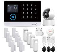 PGST Sistema de Alarma, Alarma doméstica inalámbrica gsm WiFi, con Cámara de Seguridad, Sirena, Sensores de Ventana de Puerta, Sensor de Movimiento, Aplicación Compatible Tuya/Smart Life