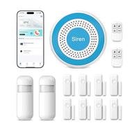 PGST Sistema de Alarma Inalámbrica para Hogar - Kit de Seguridad Inteligente con Alertas Instantáneas en App Tuya,Incluye Sirena,Sensores de Puerta/Movimiento y Mando,Compatible con Alexa (A519W-EU-H)
