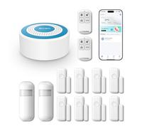 PGST Sistema de Alarma Inalámbrica para Hogar - Kit de Seguridad Inteligente con Alertas Instantáneas en App Tuya,Incluye Sirena,Sensores de Puerta/Movimiento y Mando,Compatible con Alexa (A519W-EU-I)