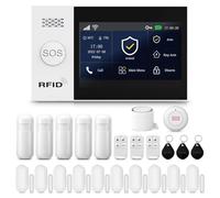 PGST Sistema de Alarma Inteligente WiFi, Fácil Instalación, 4.3 Pulgadas + 4G gsm Alarmas Antirrobo Inalámbricas, Tuya App Remote Smart Siren para el hogar,Compatible con Alexa y Google Assistant