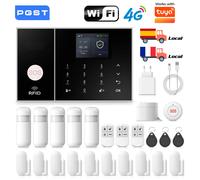 PGST Sistema de alarma para el hogar 4G GSM 433MHz, compatible con TUYA Smart Life, Alexa, Google, WIFI 2.4G, seguridad para casa E-4G