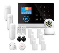 PGST Sistema de alarma para el hogar, kit de sistema de seguridad inalámbrico GSM WIFI, sensor de puerta, sensor de movimiento, controlador, sirena de alto decibelio para seguridad del hogar, funciona