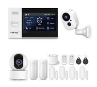 PGST Sistema de Alarma WiFi para Casa con Cámara de Vigilancia Interior, Kit Alarma de Seguridad 14-Piezas, Sensores de Apertura y Cierre, Sensor de Movimiento PIR, Sirena 110dB, Fácil Instalación