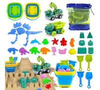 Pgtc Juego de Juguetes de Playa para Niños,36 Piezas Juguetes de Playa de Dinosaurios para Niños Pequeños (1-8 Años),Juego de Juguetes de Playa de Viaje,Moldes de Animales,Set de Construcción