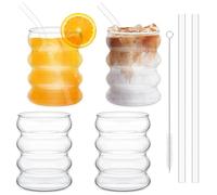 Pgtc Taza isotérmica de Espuma de 530ml/350ml con pajita,Juego de 4 tazas isotérmicas prismáticas resistentes al frío y al calor,Taza de café Latte Macchiato helado Whisky Cocktail Yogur Soda (B)