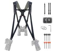 PGYTECH Camera Strap Master, Arnés Doble Hombro de Cuero para 3 Cámaras, Arnés de Cámara Ajustable para Fotógrafos Profesionales, Deportes/Vida Salvaje/Bodas/Eventos Correas de Cámara, Negro