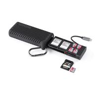 PGYTECH CreateMate Lector de Tarjetas de Alta Velocidad, 2-en-1 UHS-II SD 4.0/Micro SD Lector y Soporte USB 3.1 Tipo-C Adaptador Estuche para Cámaras, Smartphones, Drones y Cámaras de Acción (Negro)
